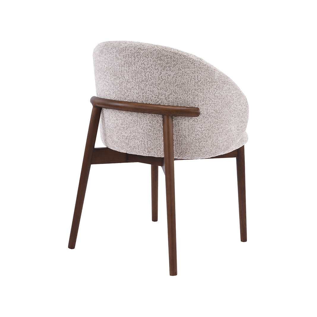 LABEL51 Eetkamerstoel Nagano - Beige - Geweven - Walnoot Houten Frame