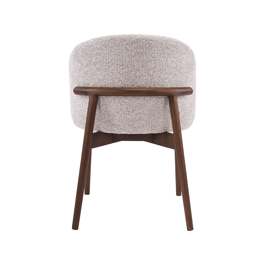 LABEL51 Eetkamerstoel Nagano - Beige - Geweven - Walnoot Houten Frame