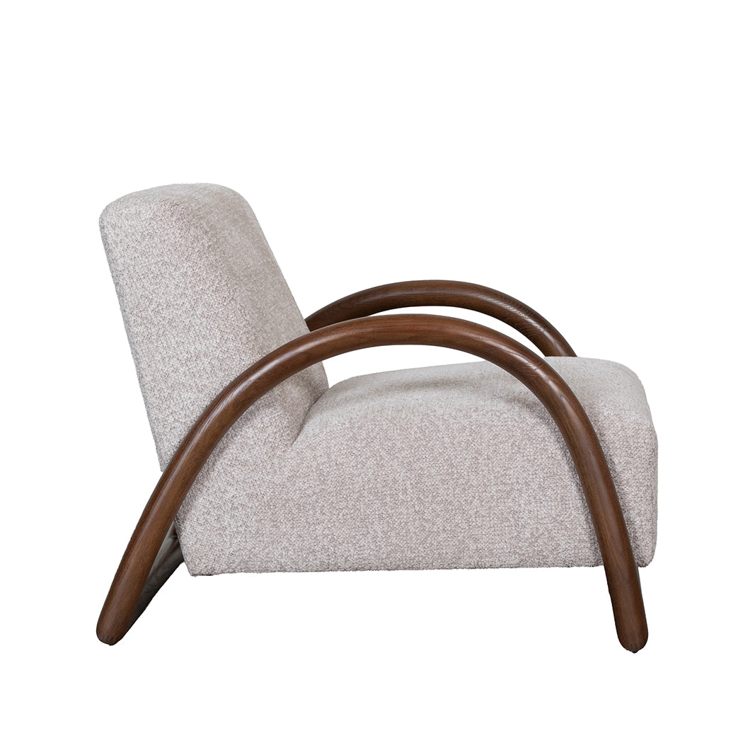 LABEL51 Fauteuil Viggo - Beige - Geweven - Walnoot Houten Frame