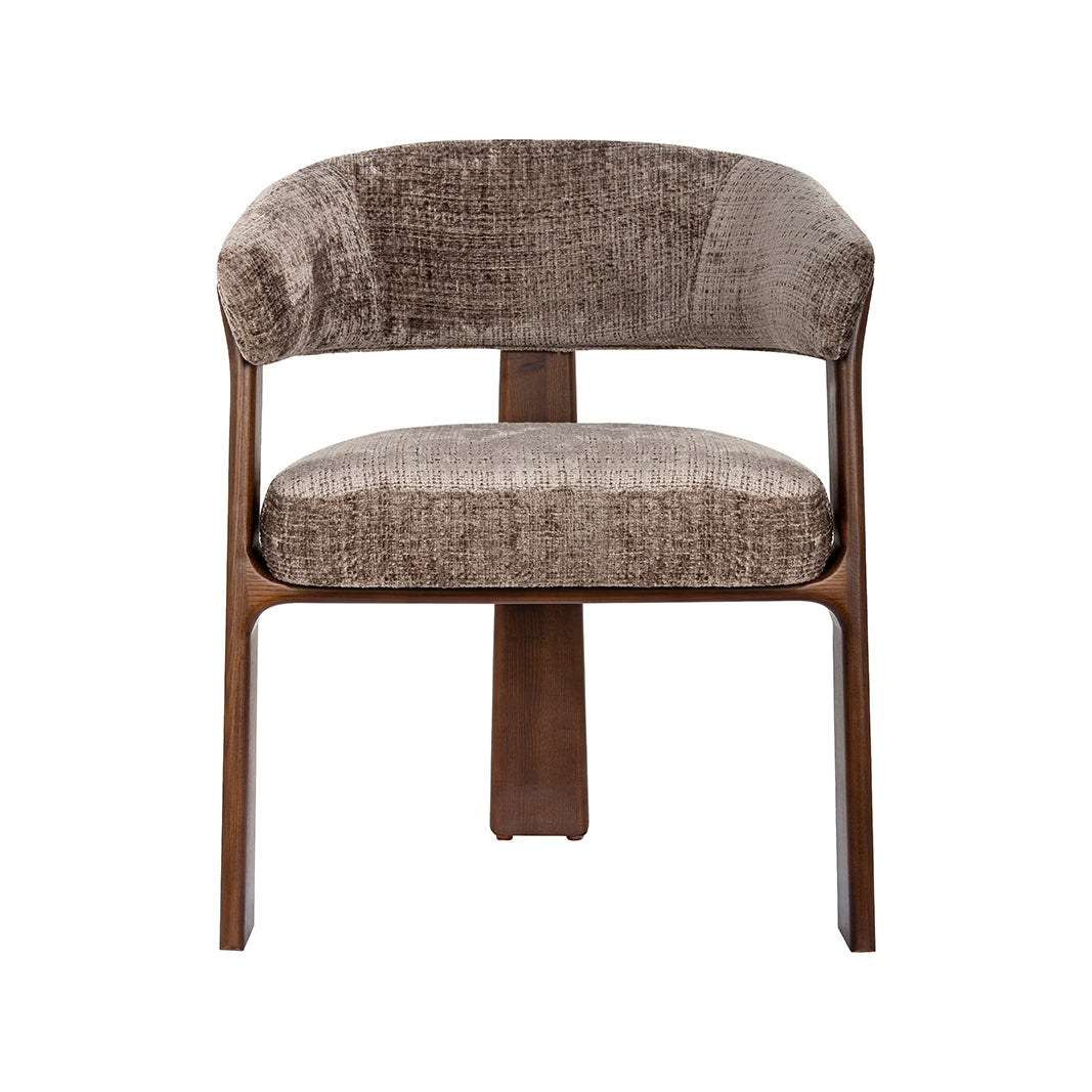 LABEL51 Eetkamerstoel Nice - Taupe - Cremona - Walnoot Hout