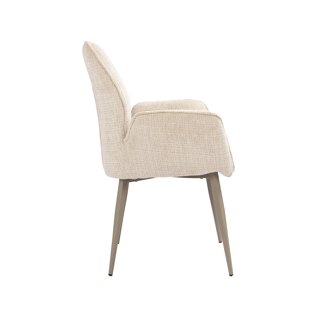 LABEL51 Eetkamerstoel Mayson - Naturel - Cremona - Taupe Metaal