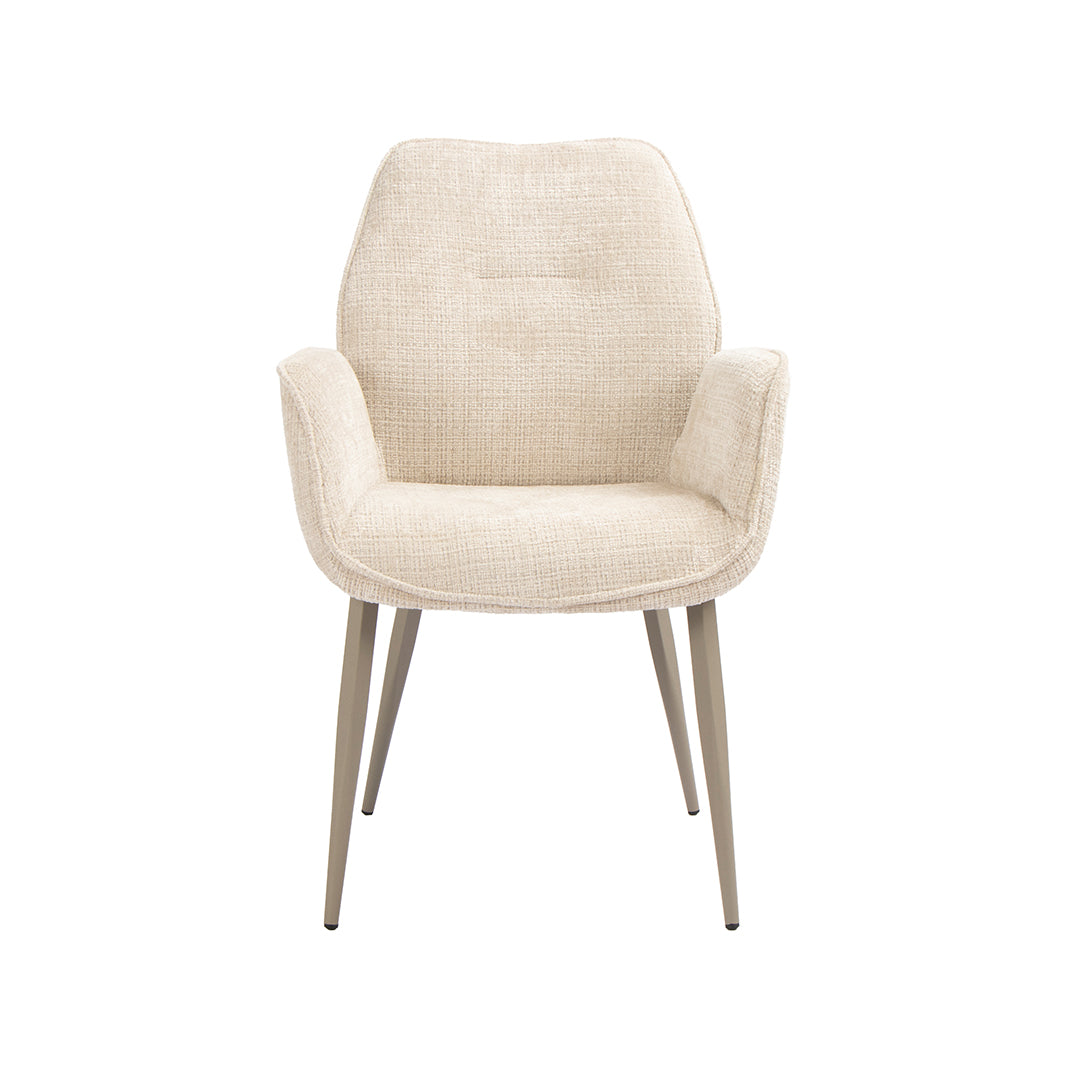 LABEL51 Eetkamerstoel Mayson - Naturel - Cremona - Taupe Metaal