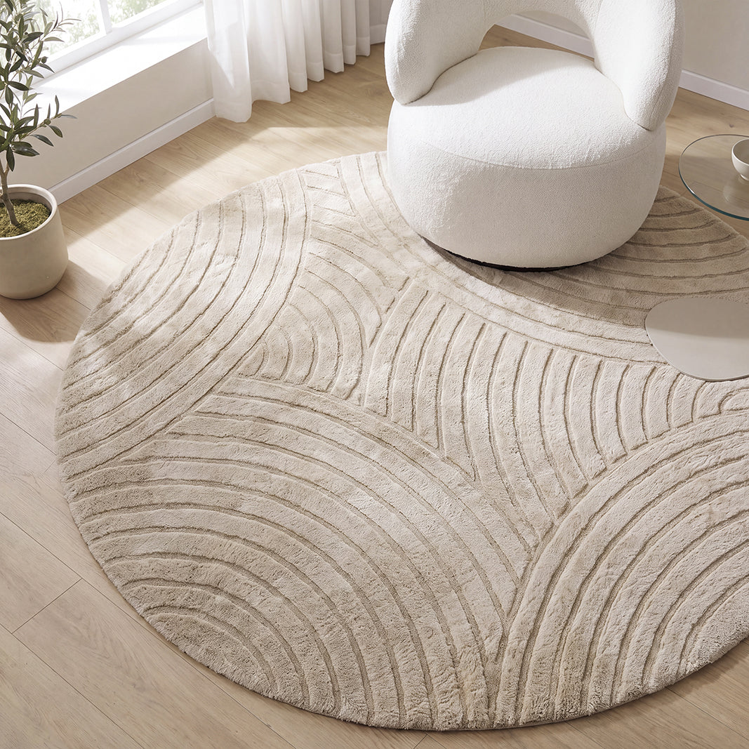 LABEL51 Vloerkleden Nilo - Beige - Polyester - 200x200 cm - Rond