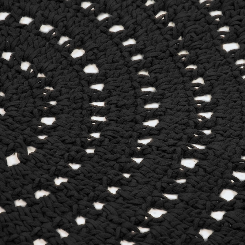 LABEL51 Vloerkleden Knitted - Zwart - Katoen - 150x150 cm - Rond