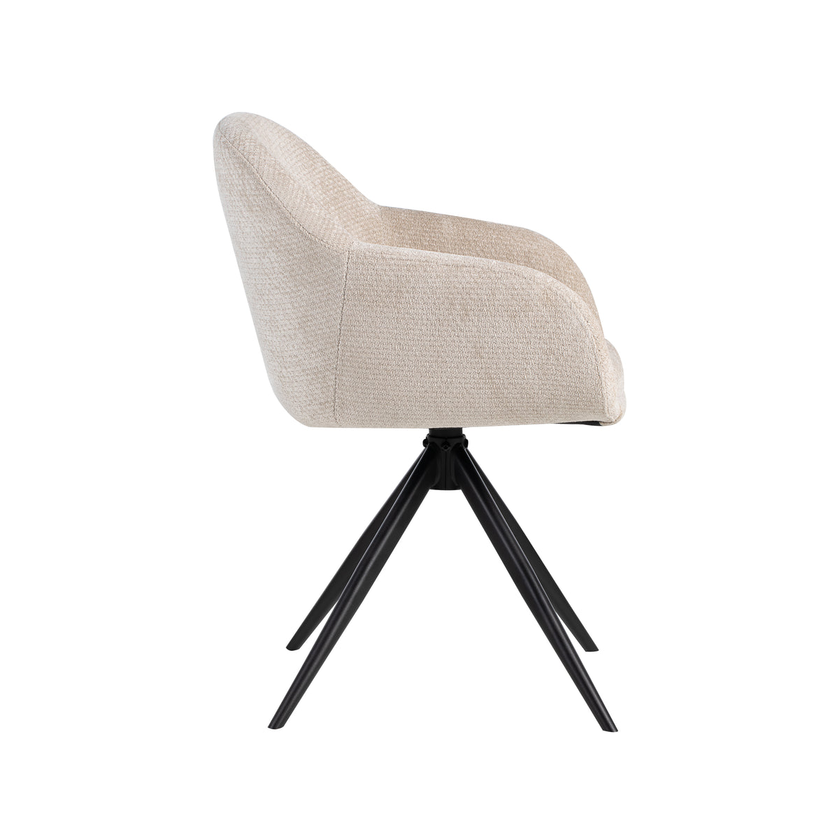 LABEL51 Eetkamerstoel Fiby - Naturel - Elite - Zwart Metalen Frame