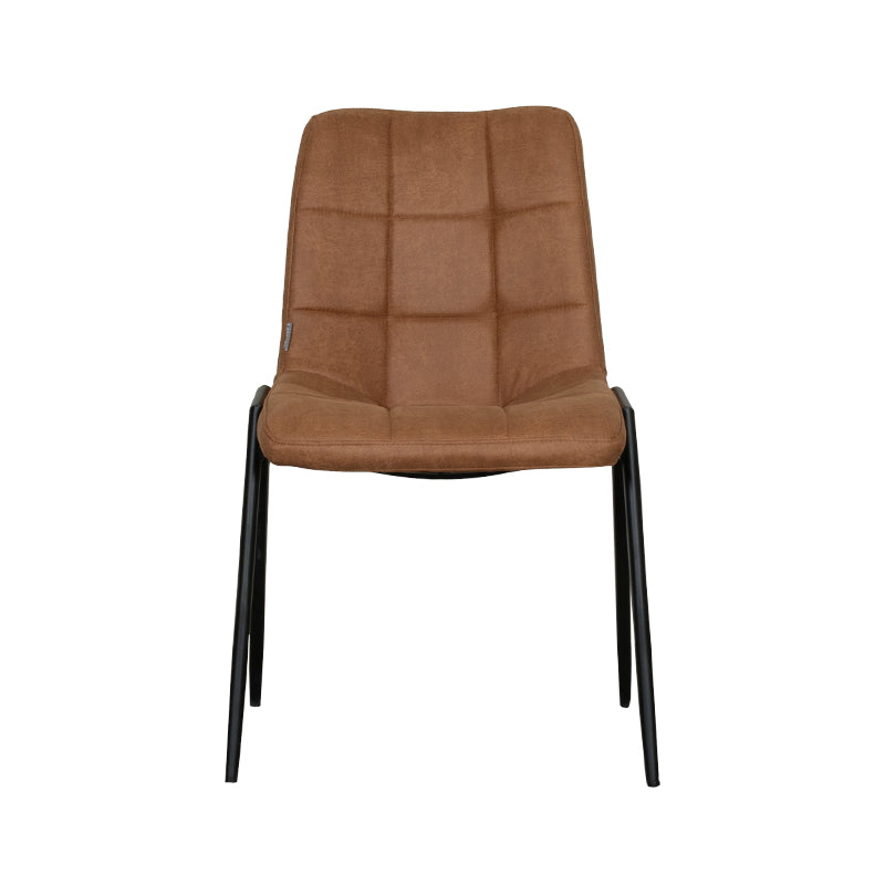 LABEL51 Eetkamerstoel Noor - Cognac - Micro Suede - Zwart Metalen Frame