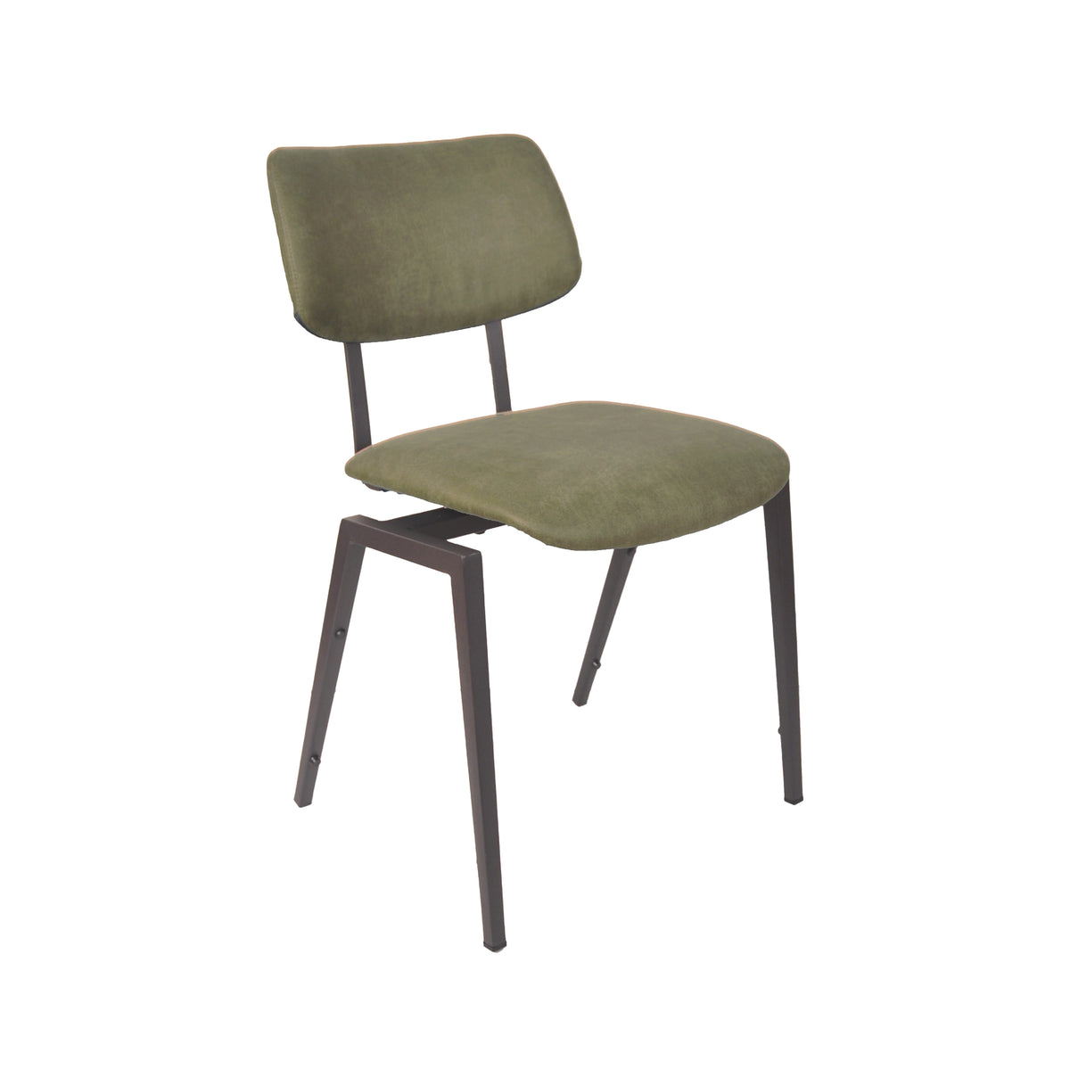 LABEL51 Eetkamerstoel Stapelbaar - Moss - Micro Suede - Zwart Metalen Frame