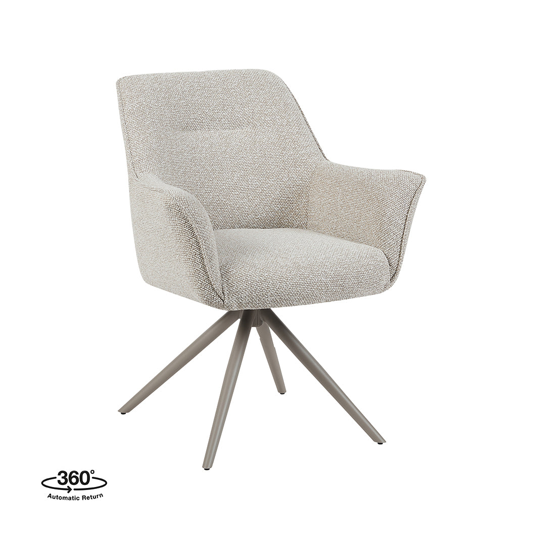 LABEL51 Eetkamerstoel Kimora - Naturel - Royal Boucle - Taupe Metalen Frame