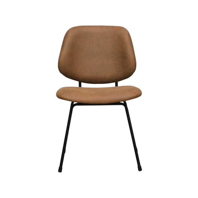 LABEL51 Eetkamerstoel Bello - Cognac - Micro Suede - Zwart Metalen Frame