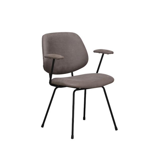 LABEL51 Eetkamerstoel Rivano - Taupe - Micro Suede - Zwart Metalen Frame