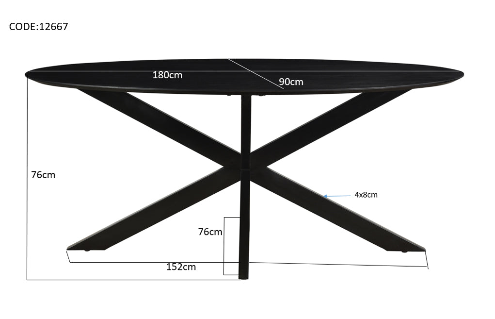 Oslo Oval Black 180 cm