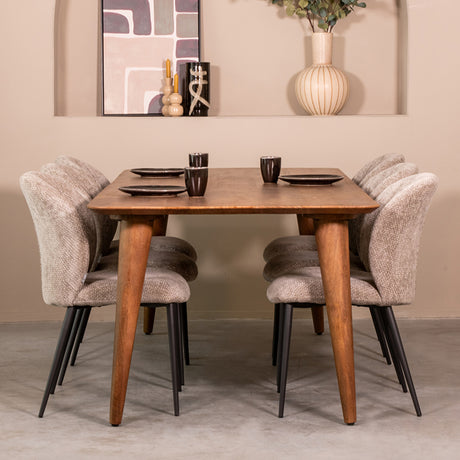 LABEL51 Eetkamertafel Fly - Nature - Mangohout - 220x100 cm van LABEL51 – Luxe comfort op maat van PureWonen. Vraag naar de beste prijs.