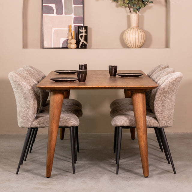 LABEL51 Eetkamertafel Fly - Nature - Mangohout - 220x100 cm van LABEL51 – Luxe comfort op maat van PureWonen. Vraag naar de beste prijs.