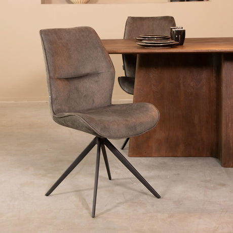 LABEL51 Eetkamerstoel Comfy - Antraciet - Cosmo - Zwart Onderstel van LABEL51 - laagste prijs offerte van PureWonen