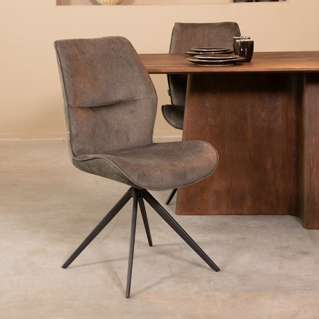 LABEL51 Eetkamerstoel Comfy - Antraciet - Cosmo - Zwart Onderstel van LABEL51 - laagste prijs offerte van PureWonen