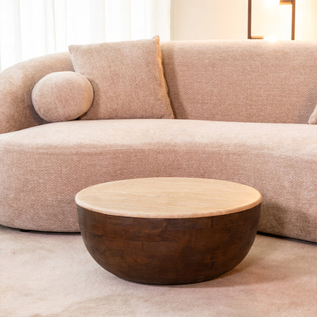 LABEL51 Salontafel Bowl - Espresso - Travertin van LABEL51 – Luxe comfort op maat van PureWonen. Vraag naar de beste prijs.