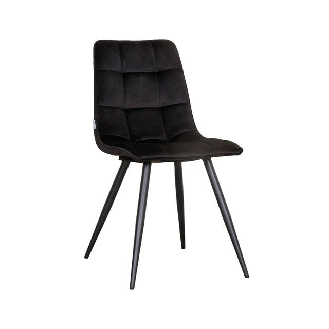 LABEL51 Eetkamerstoel Bistro - Zwart - Fluweel - Black Frame