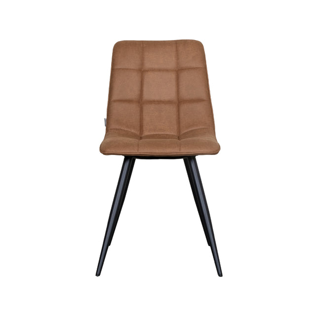 LABEL51 Eetkamerstoel Bistro - Cognac - Micro Suede - Black Frame van LABEL51 – Luxe comfort op maat van PureWonen. Vraag naar de beste prijs.