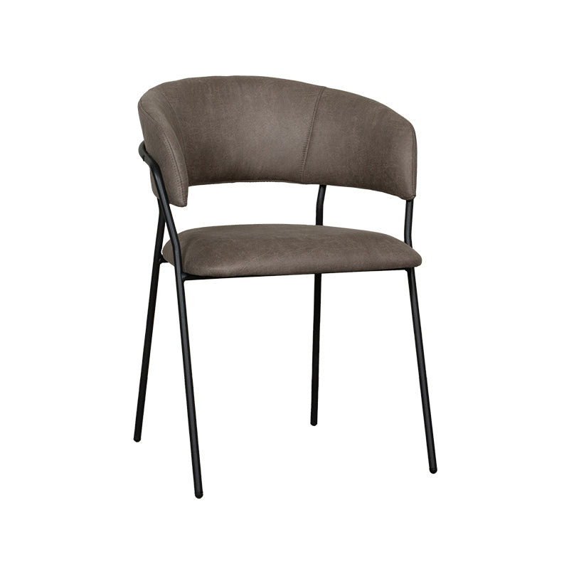 LABEL51 Eetkamerstoel Luuk - Taupe - Micro Suede - Black Frame