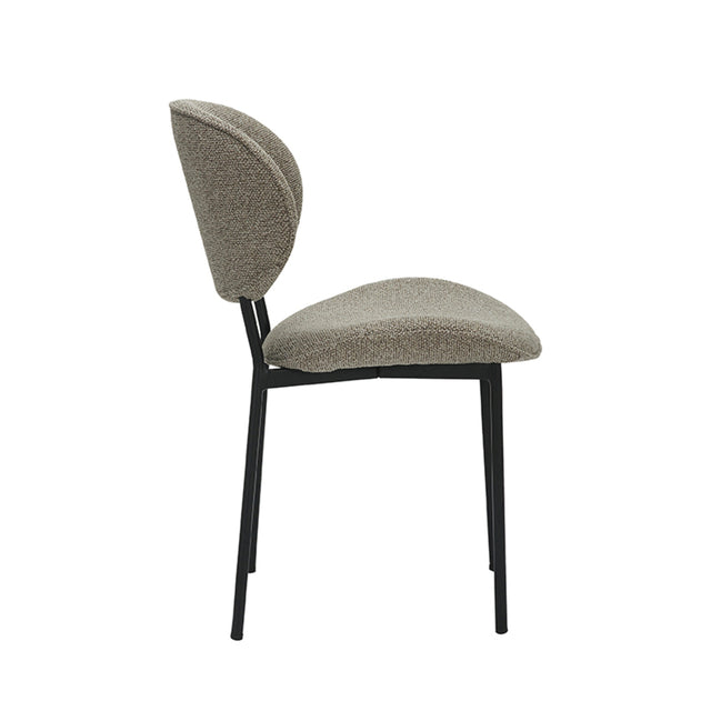 LABEL51 Eetkamerstoel Senn - Truffel grijs - Boucle - Black Frame