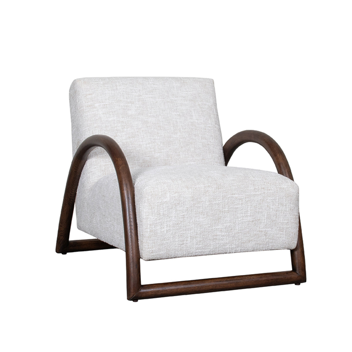 LABEL51 Fauteuil Viggo - Naturel - Boucle - Walnoot onderstel van LABEL51 – Luxe comfort op maat van PureWonen. Vraag naar de beste prijs.