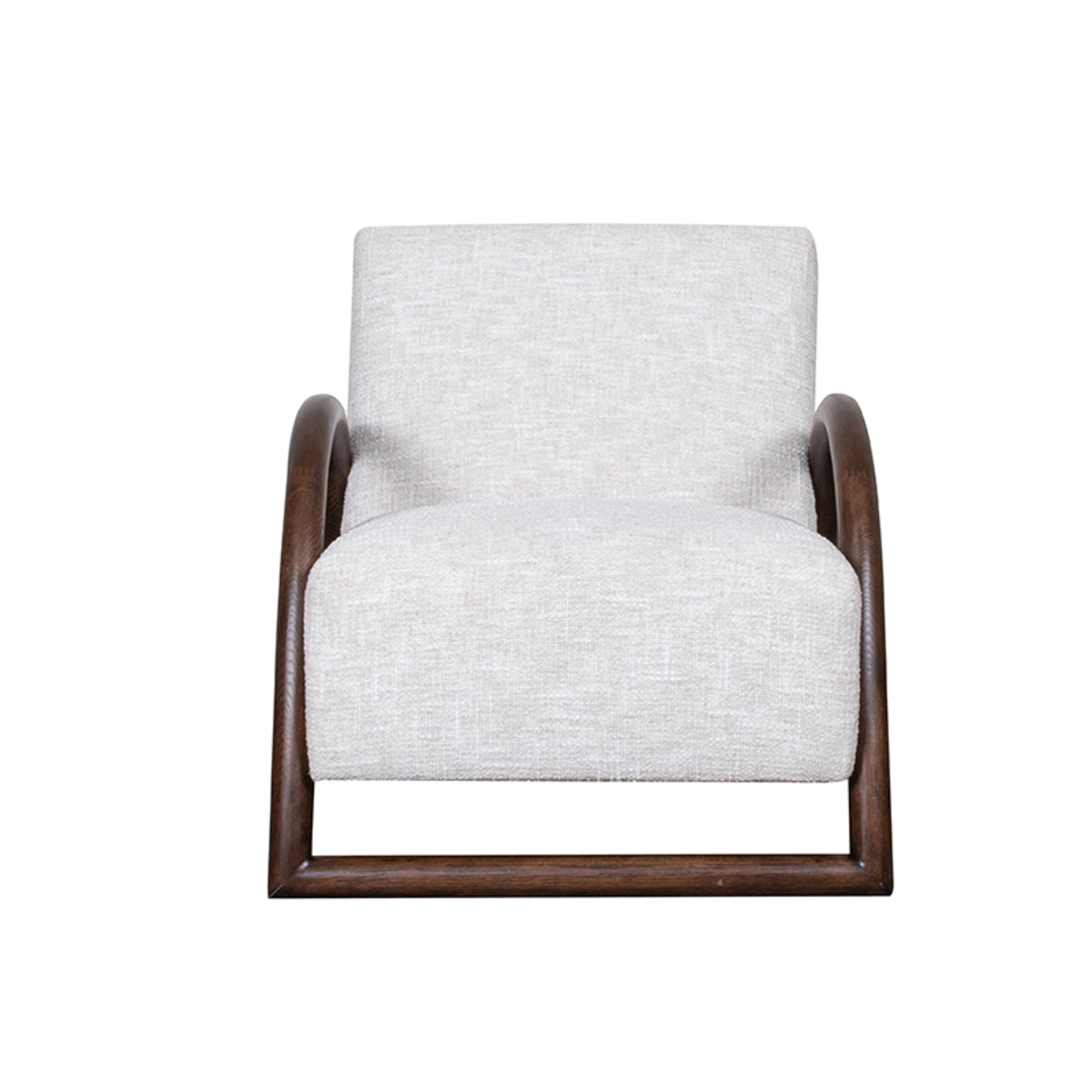 LABEL51 Fauteuil Viggo - Naturel - Boucle - Walnoot onderstel van LABEL51 – Luxe comfort op maat van PureWonen. Vraag naar de beste prijs.