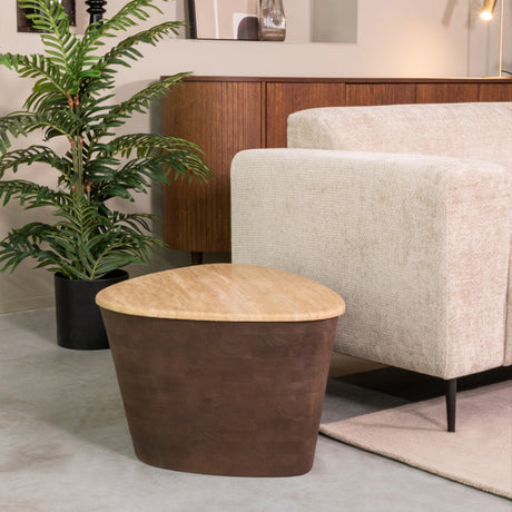 LABEL51 Salontafel Ravi - Espresso - Travertin - 70 cm van LABEL51 – Luxe comfort op maat van PureWonen. Vraag naar de beste prijs.