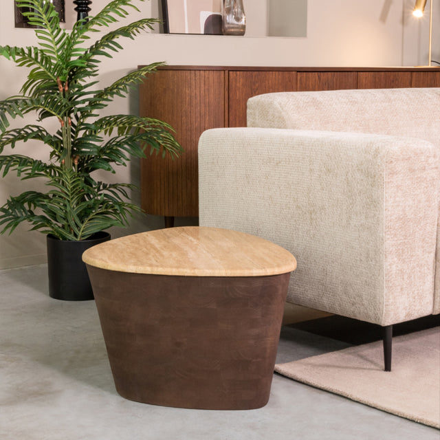 LABEL51 Salontafel Ravi - Espresso - Travertin - 70 cm van LABEL51 – Luxe comfort op maat van PureWonen. Vraag naar de beste prijs.