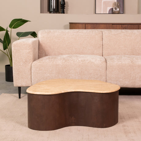 LABEL51 Salontafel Davi - Espresso - Travertin - 80 cm van LABEL51 – Luxe comfort op maat van PureWonen. Vraag naar de beste prijs.