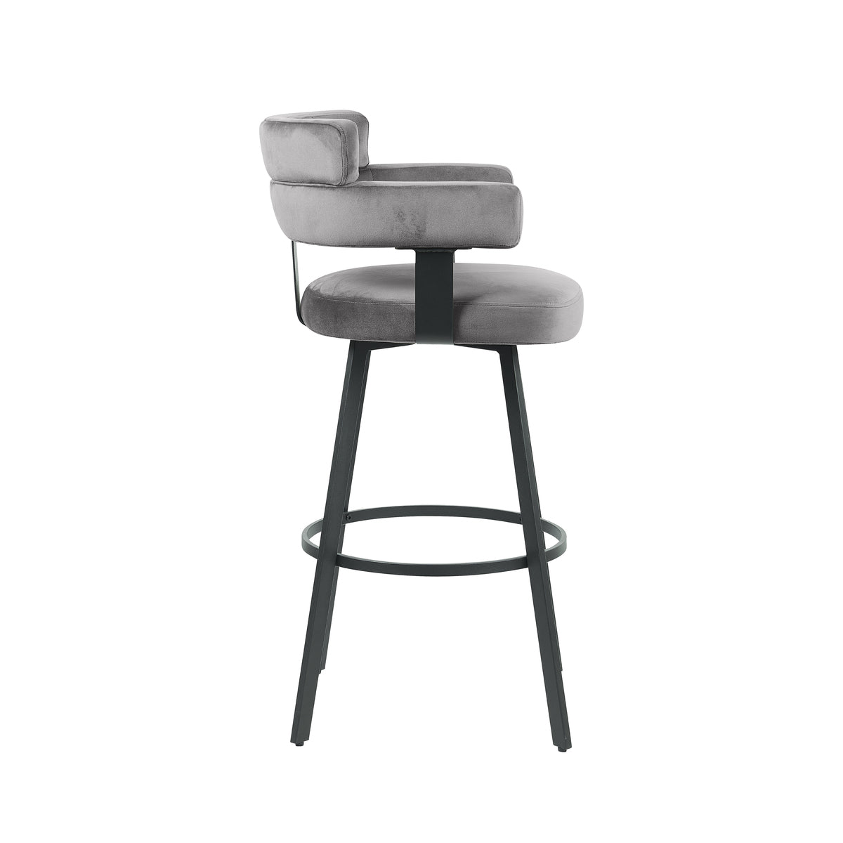 LABEL51 Barkruk Bardio - Grijs - Fluweel - Zithoogte 75 van LABEL51 – Luxe comfort op maat van PureWonen. Vraag naar de beste prijs.