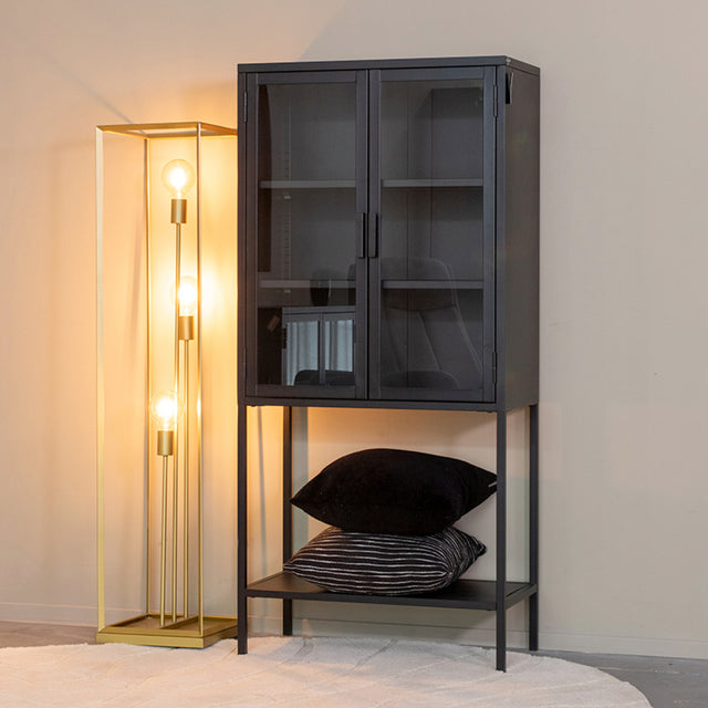 LABEL51 Vitrinekast Level - Zwart - Metaal - Vitrinekast 150 cm van LABEL51 – Luxe comfort op maat van PureWonen. Vraag naar de beste prijs.