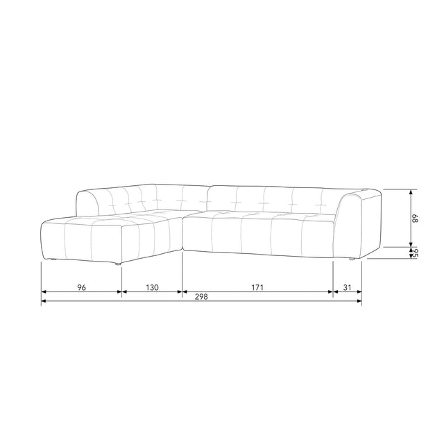 Grid Hoekbank Links Geweven Stof Donkergrijs van WOOOD – Luxe comfort op maat van PureWonen. Vraag naar de beste prijs.