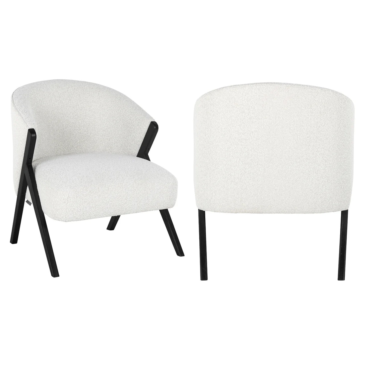 Lounge stoel Mia white bouclé