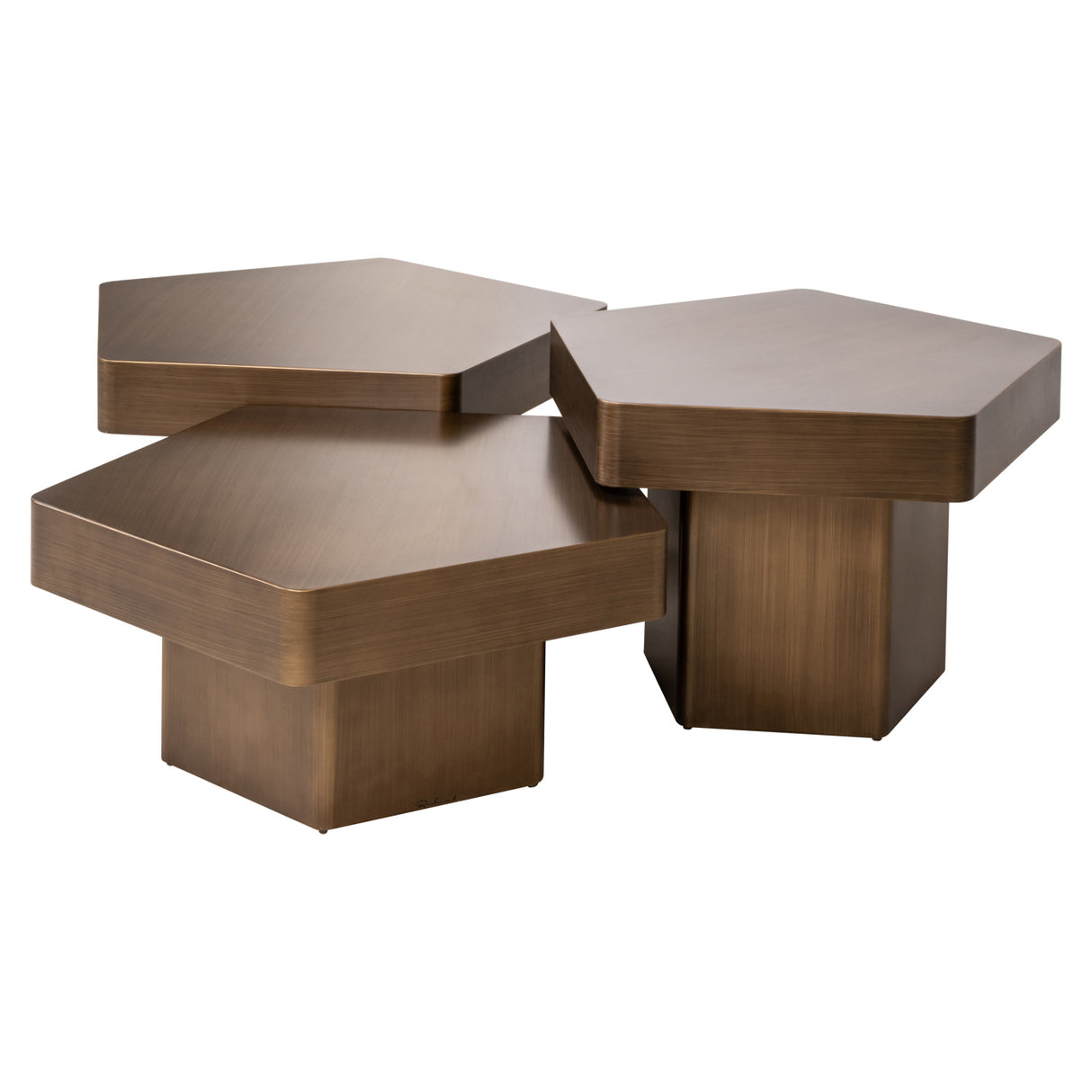 Salontafel Hexa brushed gold (Set of 3) van Richmond Interiors – Luxe comfort op maat van PureWonen. Vraag naar de beste prijs.