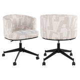 Eetkamerstoel Rochenne beige graffic swivel on wheels