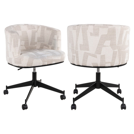 Eetkamerstoel Rochenne beige graffic swivel on wheels van Richmond Interiors – Luxe comfort op maat van PureWonen. Vraag naar de beste prijs.