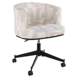 Eetkamerstoel Rochenne beige graffic swivel on wheels