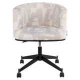 Eetkamerstoel Rochenne beige graffic swivel on wheels