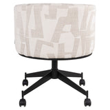 Eetkamerstoel Rochenne beige graffic swivel on wheels