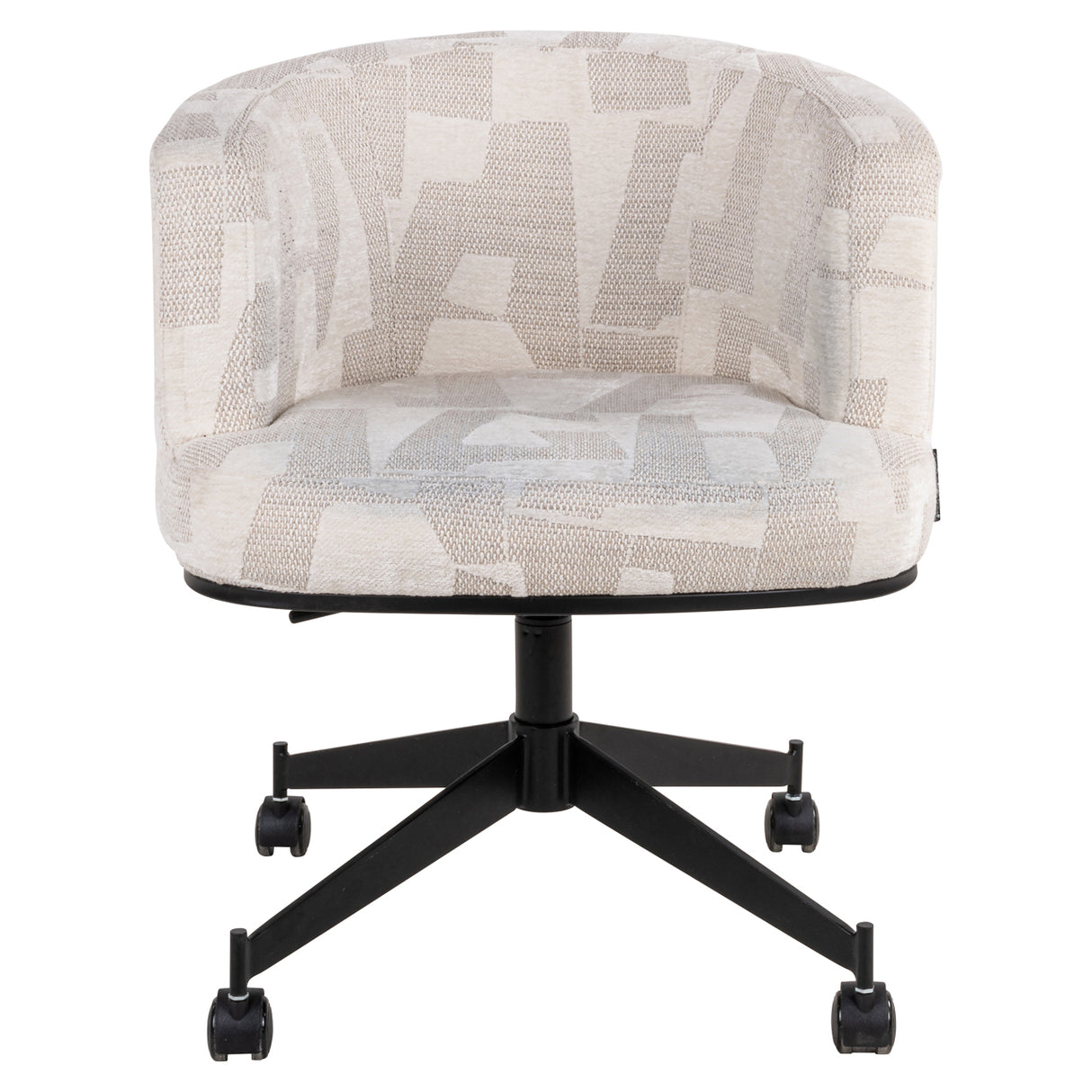 Eetkamerstoel Rochenne beige graffic swivel on wheels