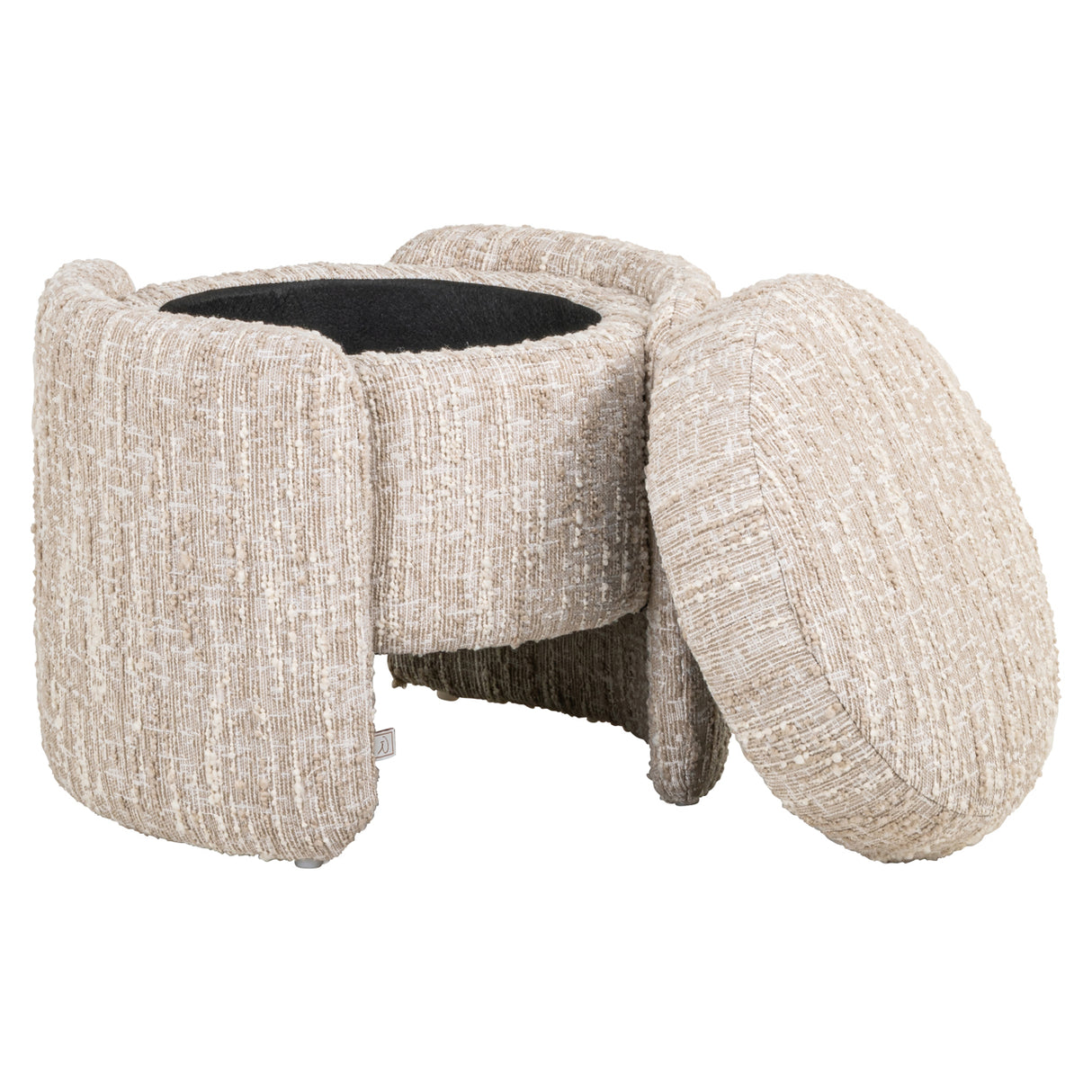 Poef & Voetenbank Cupid beige angora with storage