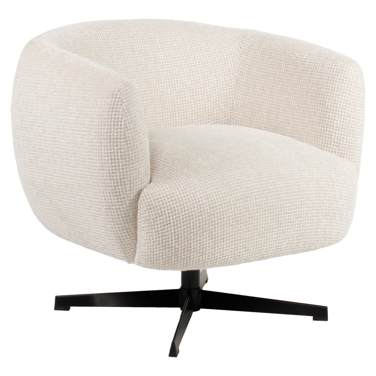 Lounge stoel Estelle beige blockweave swivel