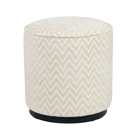 Poef & Voetenbank Lexie beige chevron 45Ø van Richmond Interiors – Luxe comfort op maat van PureWonen. Vraag naar de beste prijs.