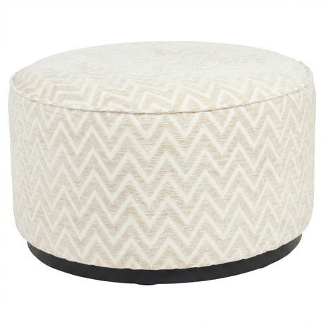 Poef & Voetenbank Lexie beige chevron 70Ø van Richmond Interiors – Luxe comfort op maat van PureWonen. Vraag naar de beste prijs.