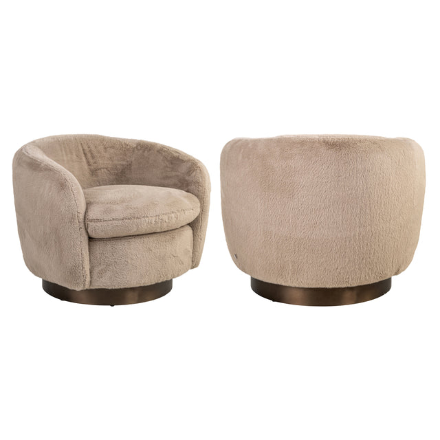 Lounge stoel Colmar khaki fluffy swivel van Richmond Interiors – Luxe comfort op maat van PureWonen. Vraag naar de beste prijs.