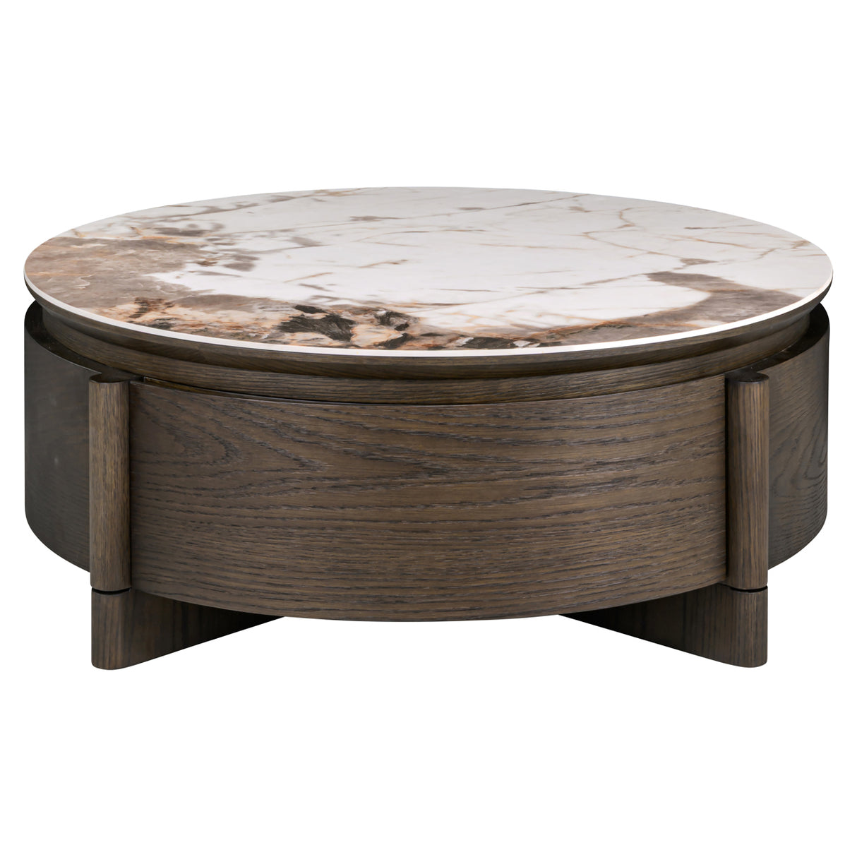 Salontafel Langford brown 90Ø 1-drawer van Richmond Interiors – Luxe comfort op maat van PureWonen. Vraag naar de beste prijs.