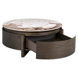 Salontafel Langford brown 90Ø 1-drawer van Richmond Interiors – Luxe comfort op maat van PureWonen. Vraag naar de beste prijs.