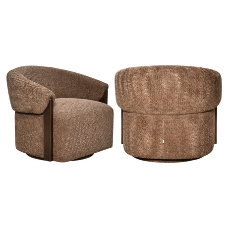 Lounge stoel Marina brown blockweave swivel fire retardant van Richmond Interiors – Luxe comfort op maat van PureWonen. Vraag naar de beste prijs.