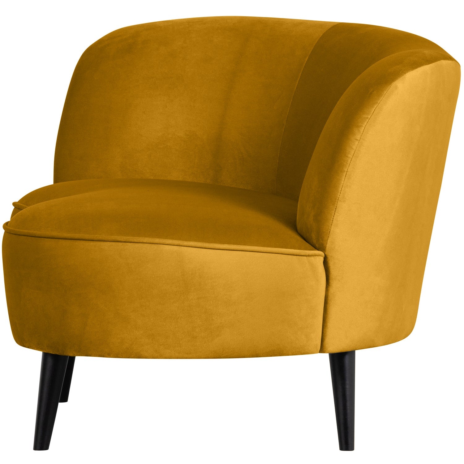 Sara Lounge Fauteuil Links Fluweel Oker van WOOOD – Luxe comfort op maat van PureWonen. Vraag naar de beste prijs.