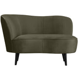 Sara Lounge Fauteuil Links Fluweel Warm Groen van WOOOD – Luxe comfort op maat van PureWonen. Vraag naar de beste prijs.